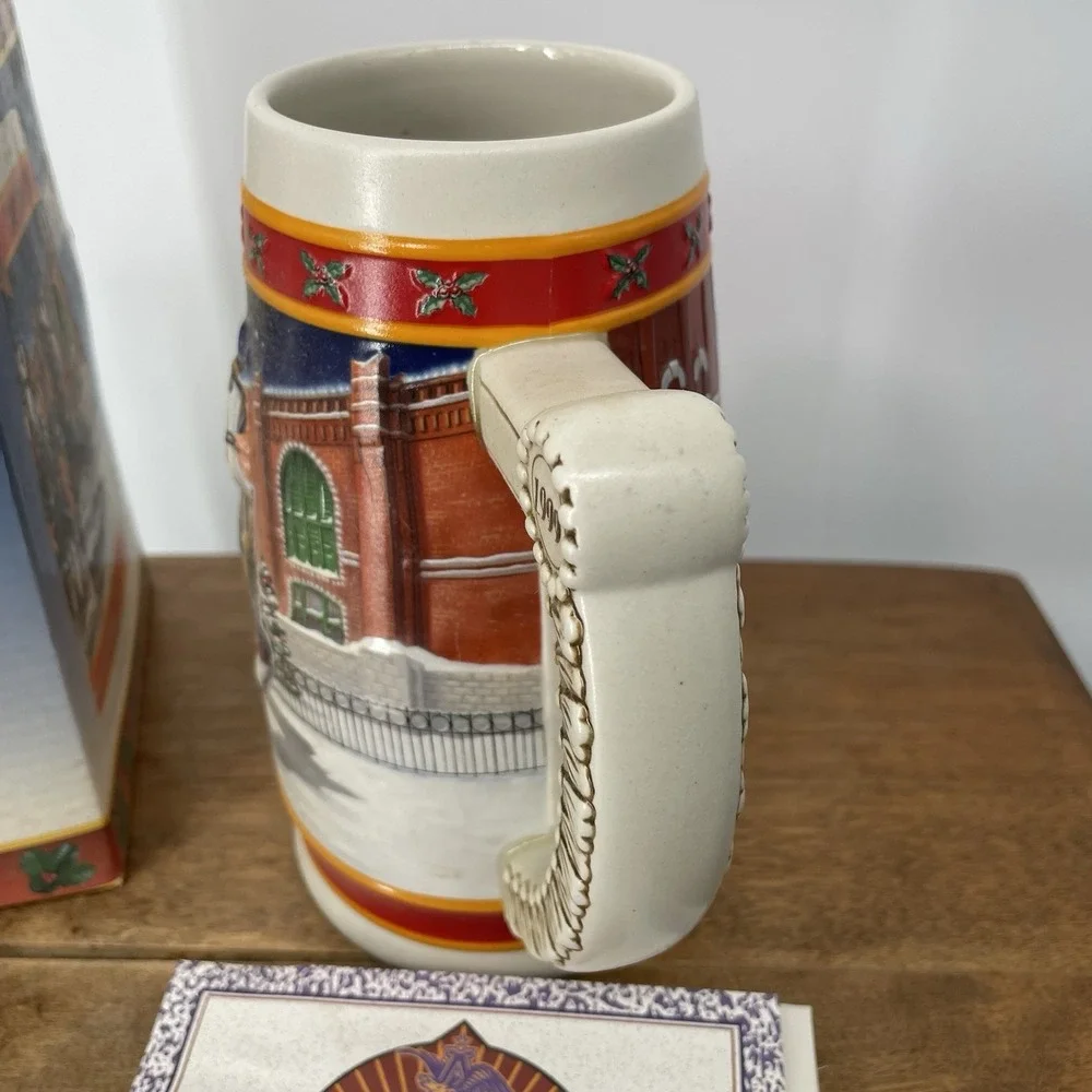 Budweiser 1999 Holiday Stein Mug 20th Anniversary Clydesdales Box‎ And COA
